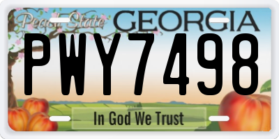 GA license plate PWY7498