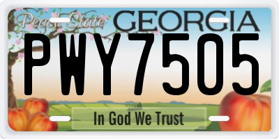 GA license plate PWY7505
