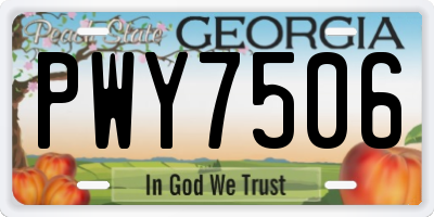 GA license plate PWY7506
