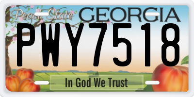 GA license plate PWY7518