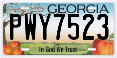 GA license plate PWY7523