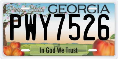 GA license plate PWY7526