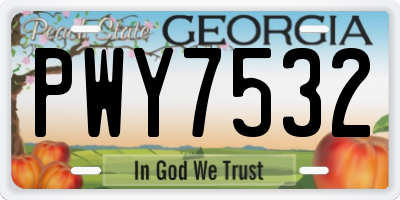GA license plate PWY7532