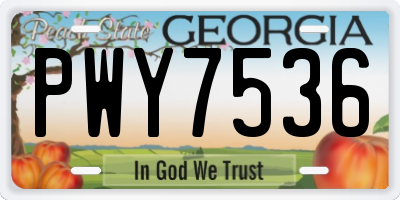 GA license plate PWY7536