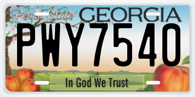 GA license plate PWY7540