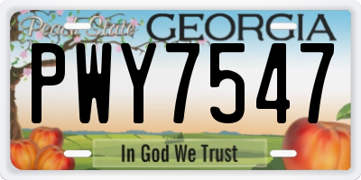 GA license plate PWY7547