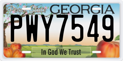 GA license plate PWY7549