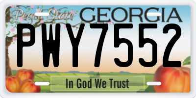 GA license plate PWY7552