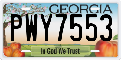 GA license plate PWY7553