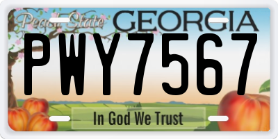 GA license plate PWY7567