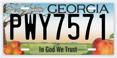 GA license plate PWY7571