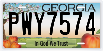 GA license plate PWY7574
