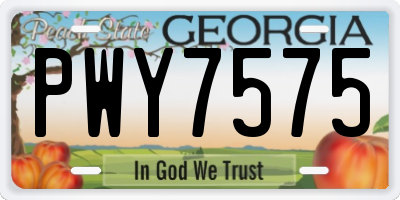 GA license plate PWY7575