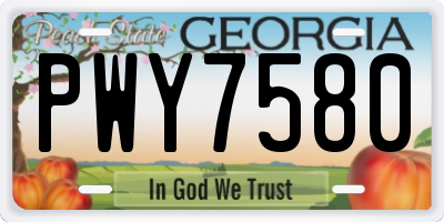 GA license plate PWY7580