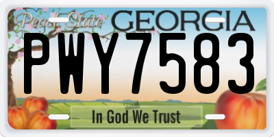 GA license plate PWY7583