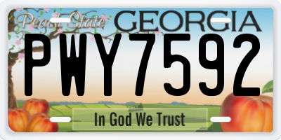 GA license plate PWY7592