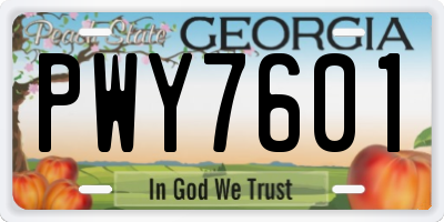 GA license plate PWY7601