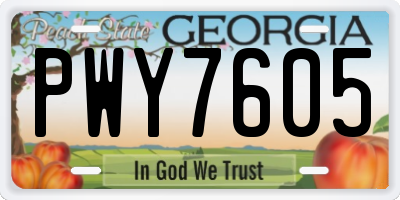 GA license plate PWY7605