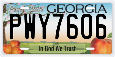 GA license plate PWY7606