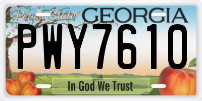 GA license plate PWY7610