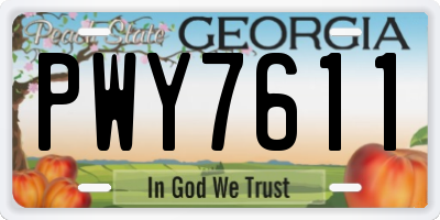GA license plate PWY7611