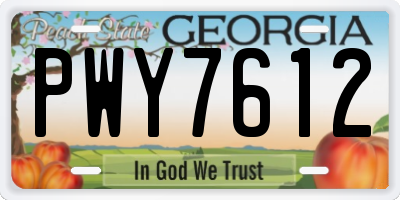 GA license plate PWY7612