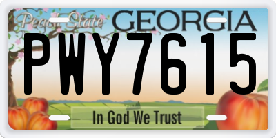 GA license plate PWY7615