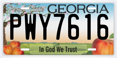 GA license plate PWY7616