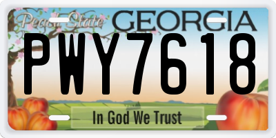GA license plate PWY7618