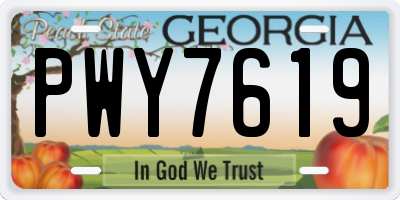 GA license plate PWY7619