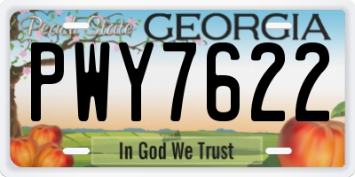 GA license plate PWY7622