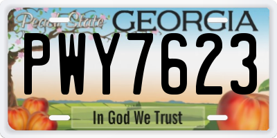 GA license plate PWY7623