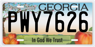 GA license plate PWY7626