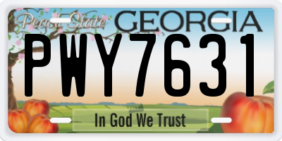 GA license plate PWY7631