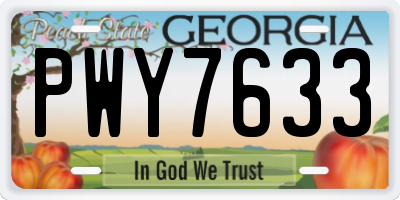 GA license plate PWY7633