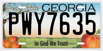 GA license plate PWY7635