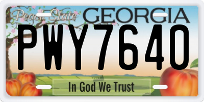 GA license plate PWY7640
