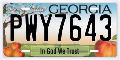 GA license plate PWY7643