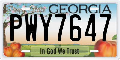 GA license plate PWY7647