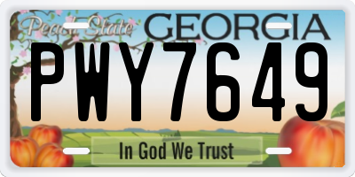 GA license plate PWY7649