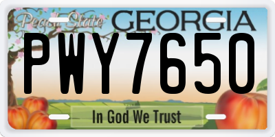 GA license plate PWY7650