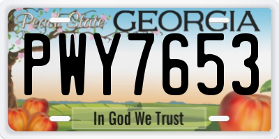 GA license plate PWY7653