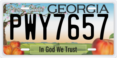 GA license plate PWY7657