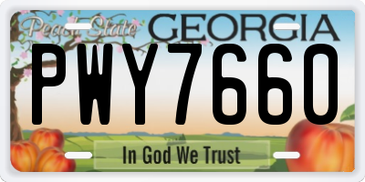 GA license plate PWY7660