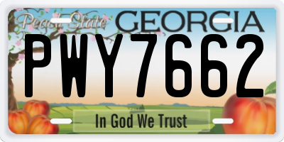GA license plate PWY7662