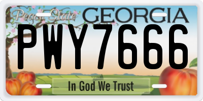 GA license plate PWY7666