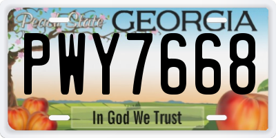 GA license plate PWY7668
