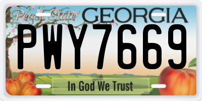 GA license plate PWY7669