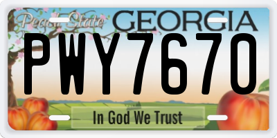 GA license plate PWY7670