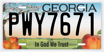 GA license plate PWY7671